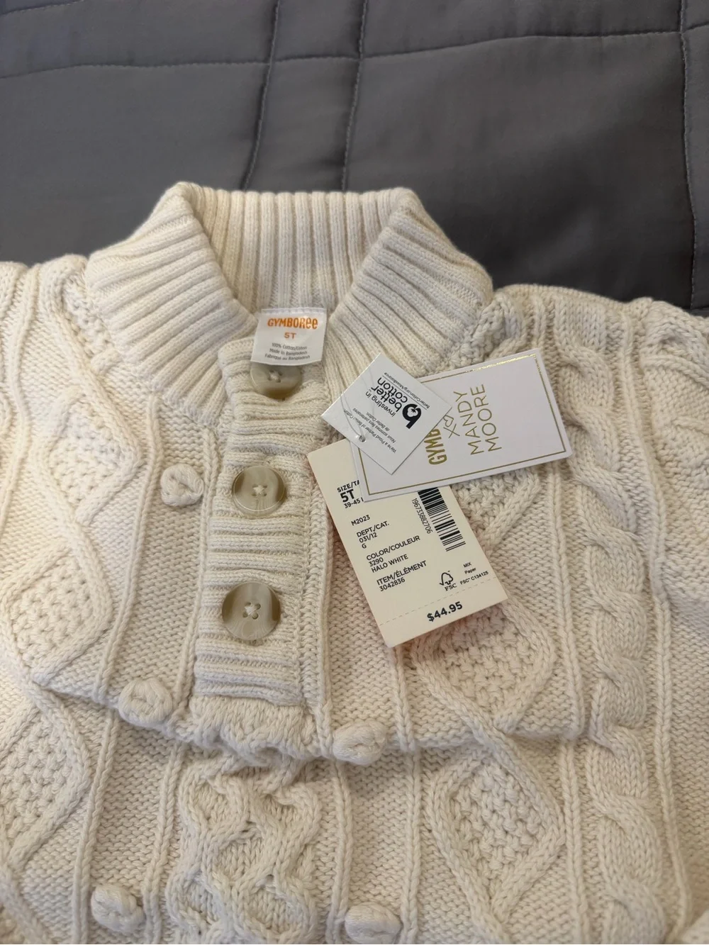 Gymboree Cream Cable-Knit Button Sweater